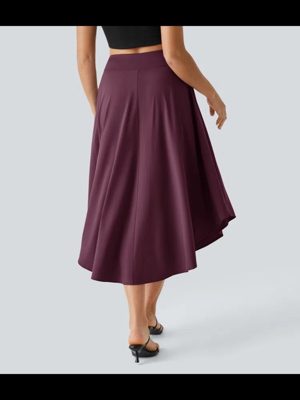 Breezeful High Waisted Tie Side 2-in-1 Curved Hem Flowy Quick Dry Midi Skirt - Picture 3 of 13